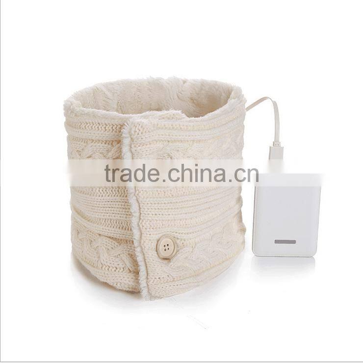 New Arrival Electrical Heating Collar Couple Fasion Valentine Present Rechargeable Warm Scarf With Power Bank, Knitted Scarf