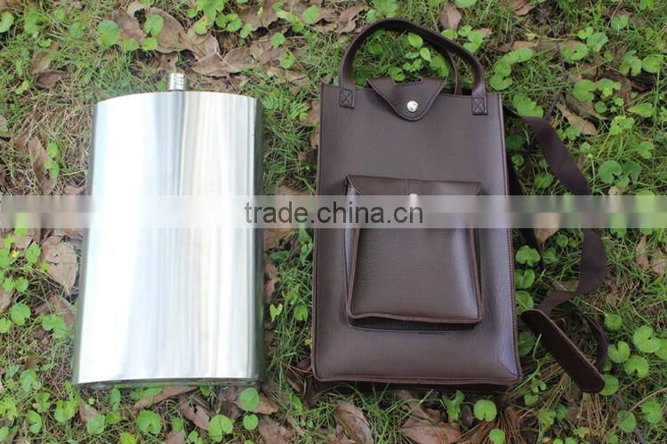 178oz Stainless steel hip flasks laser welding mirror flask with leather package