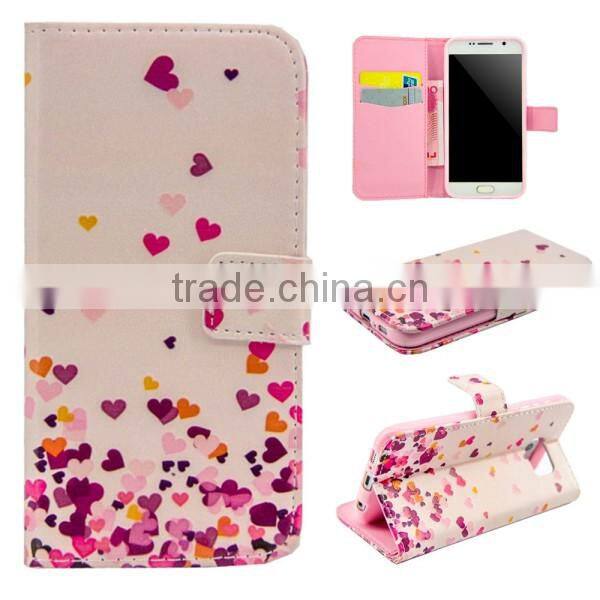 For samsung galaxy s6 PU flower pattern flip wallet leather mobile phone case