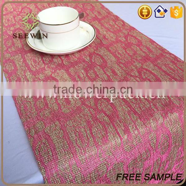 Banquet table runner polyester jute fabric