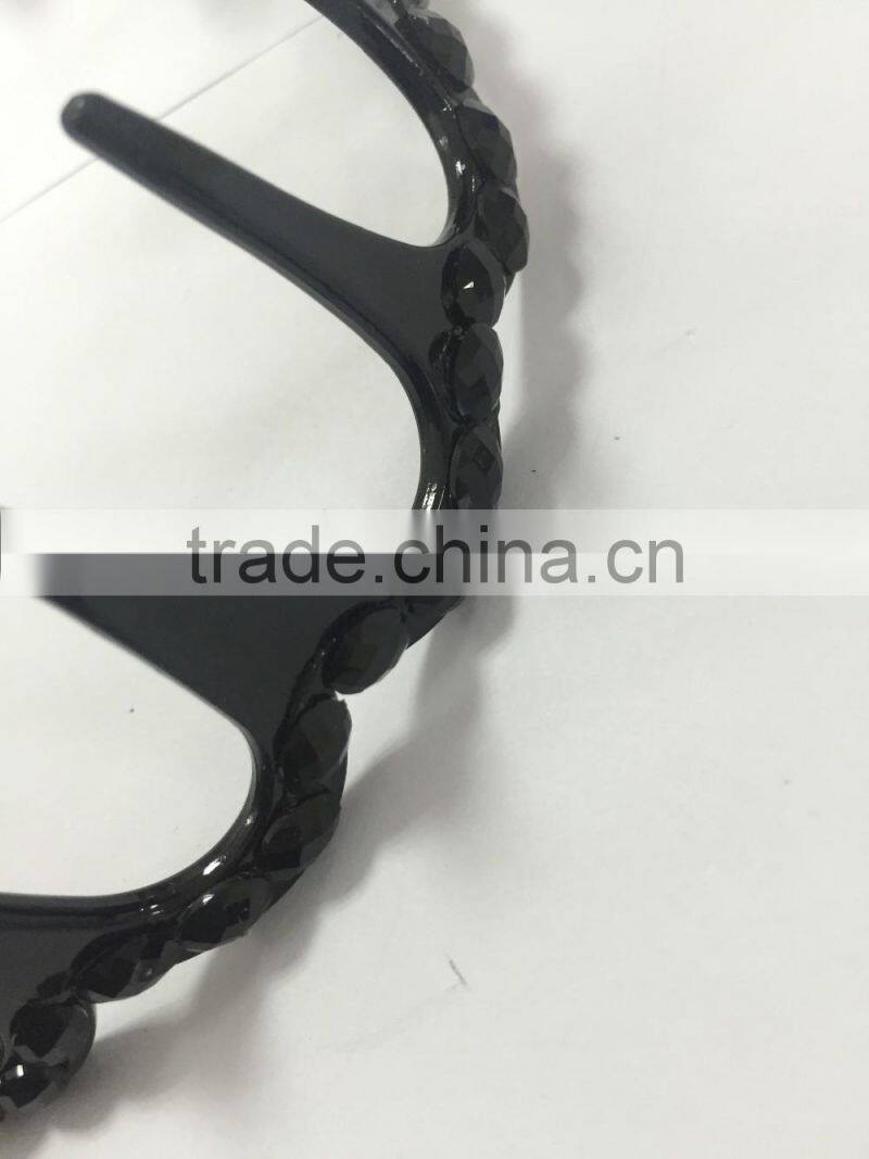 wholesale new design crystal rhinestone plastic girls hair bands with teeth