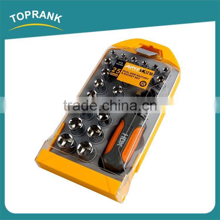 25pcs Dual side ratchet and socket set, small ratchet spanner set