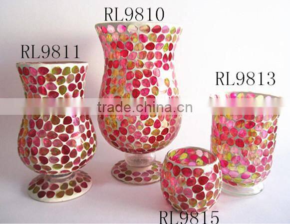 Fabulous Large Wedding Vase Red Yellow Glass Decorative Goblet Blown Mosaic Glass Vases