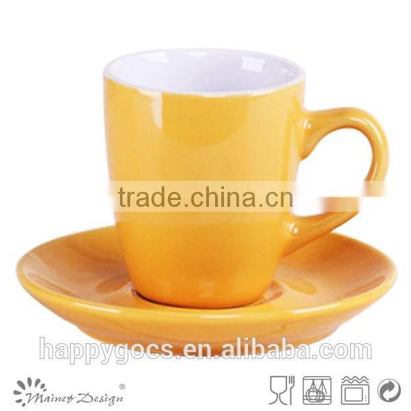 3oz Solid shining color glazed coffee cup and saucer