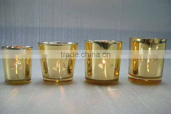 golden spraying and sliver plating glass candle cup pretty