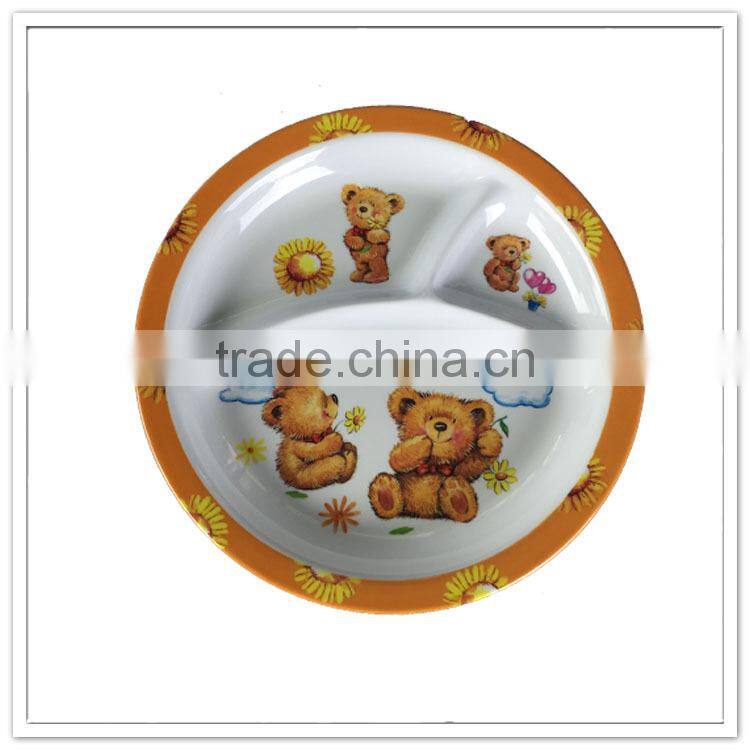 Little bear custom printing eco bormioli kids safety dinnerware dessert souvenir divided plate