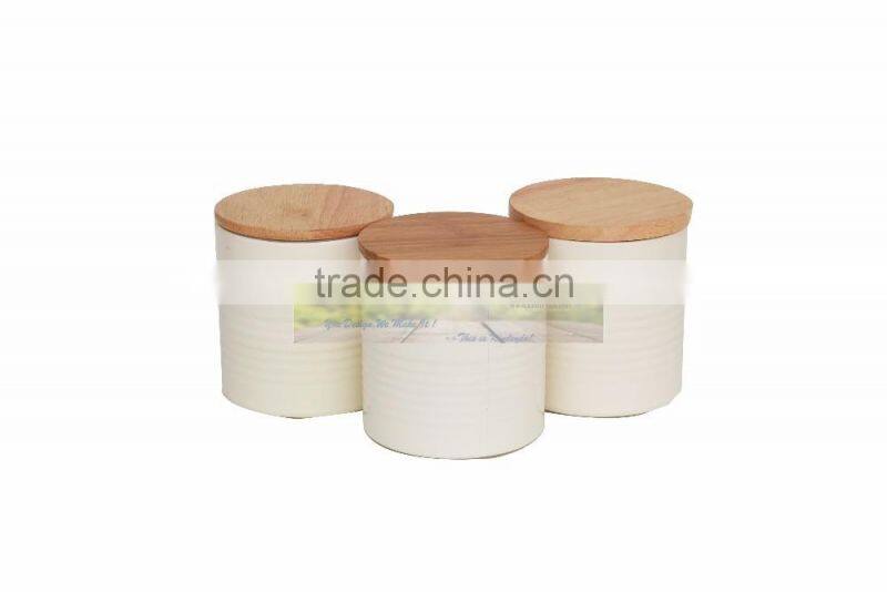 NEW design bamboo lid container canister set of 3