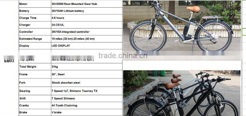 Wholesale electric bike/e-bike/26" electric mountain bike bycicle