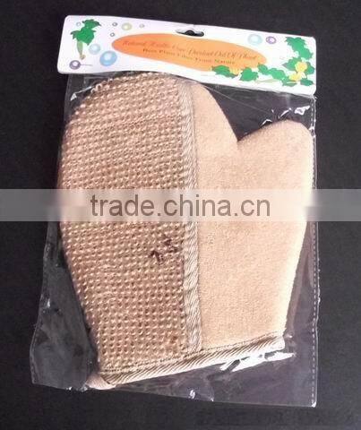 Hot selling natural loofah bath gloves for bath spa and shower