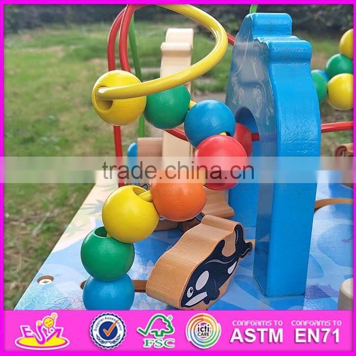2016 new design children wooden classic toy bead maze W12D033