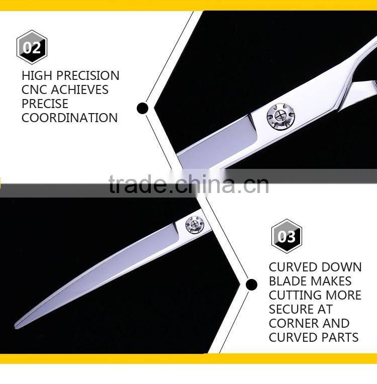 CZG-70J-1 7inch double finger rest downward curved pet grooming hair shaping scissor