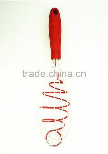 13007Silicone Double Helix Rapid Whisk with wooden handle