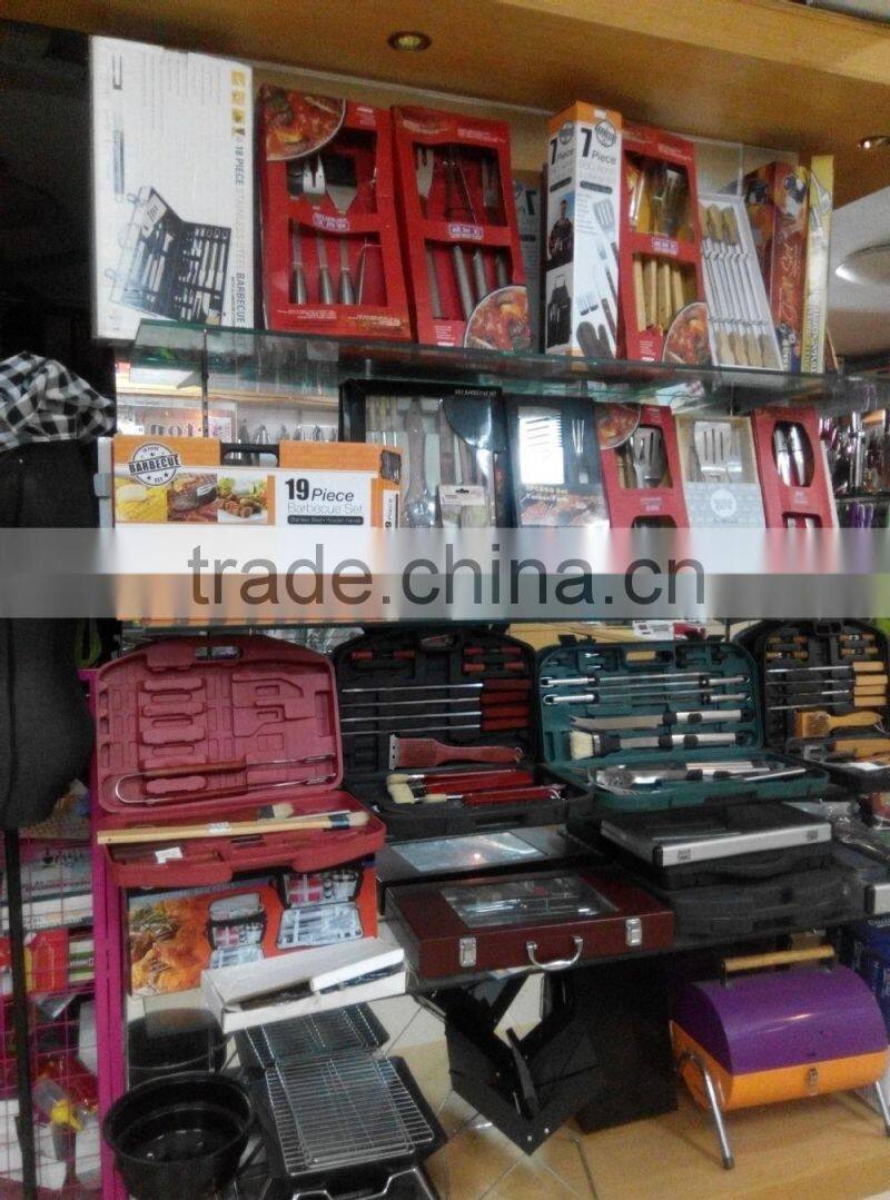 p45-059 6pc stainless steel color knife set with wooden folding block