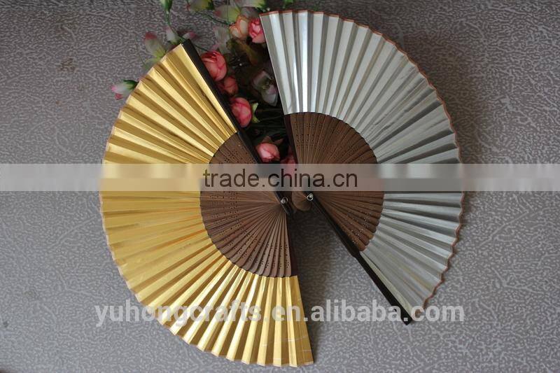 Gold and silver color Japanese hand fan