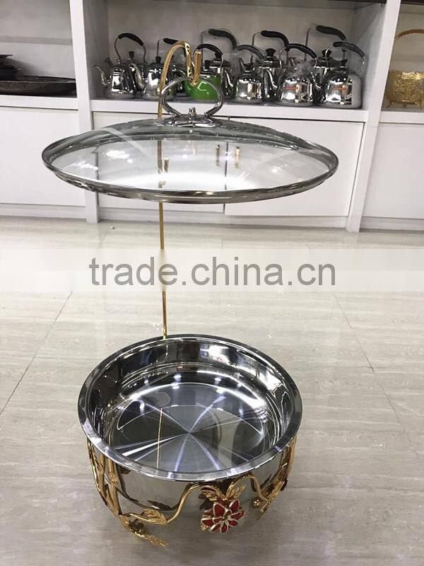 New design red flower 8Liter stainless steel cheap chafing dish for butter