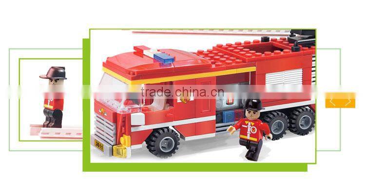 Hot sale building blocks kids racing game car fire engine toy