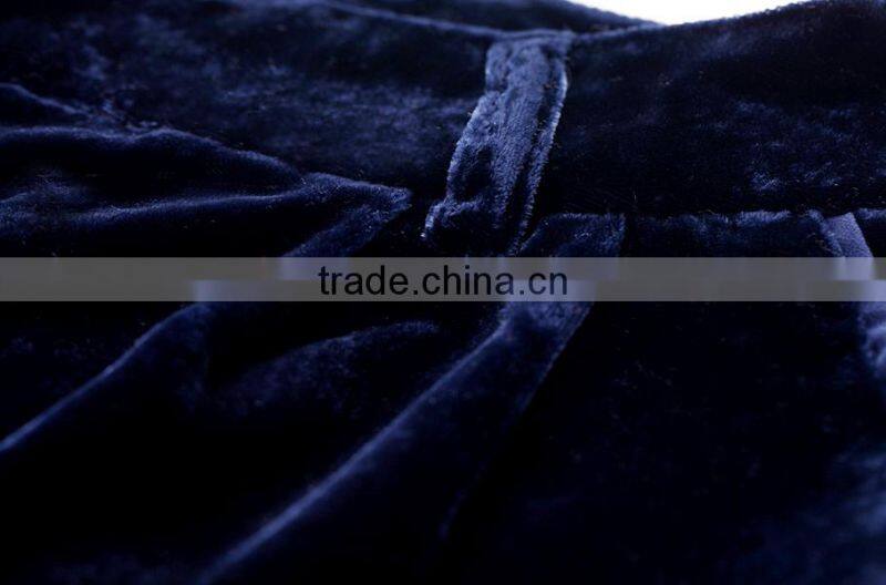 ladies casual warm pure dark blue velvet shorts