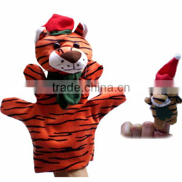 cartoon hand puppets toys mini christmas plush tiger finger puppets toy