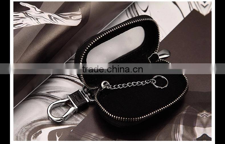 Many Color Top Grain Cowhide Genuine Leather Fashion Men Car Key Case Chains Holder