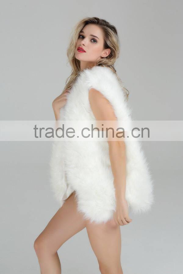 2016 Hot selling Good quality Mink Fake Animal White Fox Fur Vest