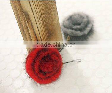 CX-A-41 8cm Mink Fur Flower Brooch Pin
