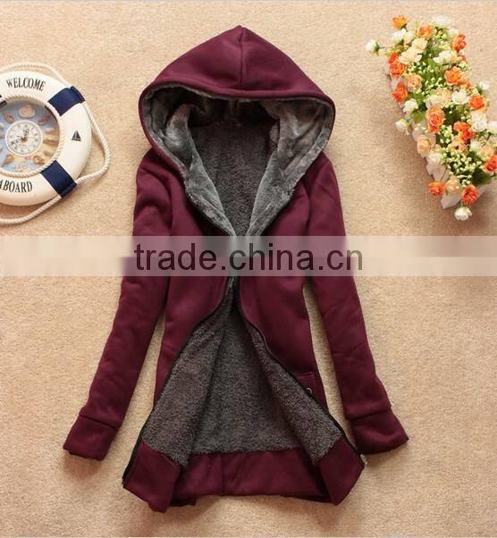 Fashion Women's Hoodie Coat Zipper Winter Autumn Thick Outerwear Lady Hoddy Jacket Clothes with Cap Hat