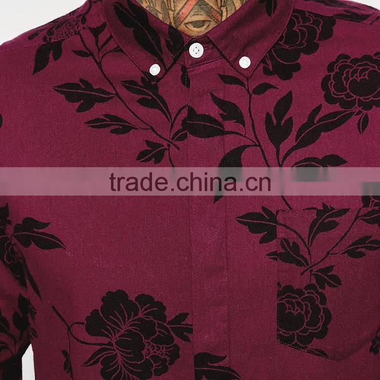 Floral shirt men casual shirt in long sleeve twill casual shirt