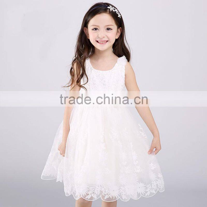 Pakistan Princess Rose Flower girls party dress white Lace Net frock designs for kids baby girl fairy dresses