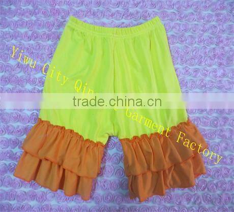 Newest Baby Double Ruffle Short Design Super Soft Cotton Kids Orange and Black Trouse Toddler Girls Halloween Outfit