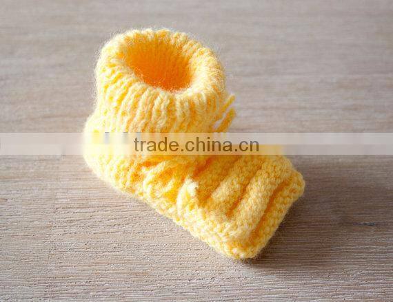 Wholesale Bright Gold Wool Knitting Shoes Toddler Infant Indoor Crochet Shoes