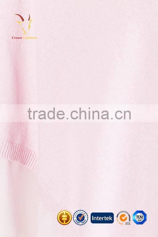 Pure Cashmere Knitted Girls Poncho Sweater with Silk Fringe