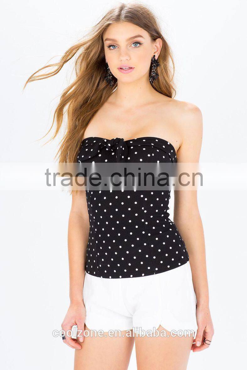 Sex strapless polka dot print tube top fashion women tops