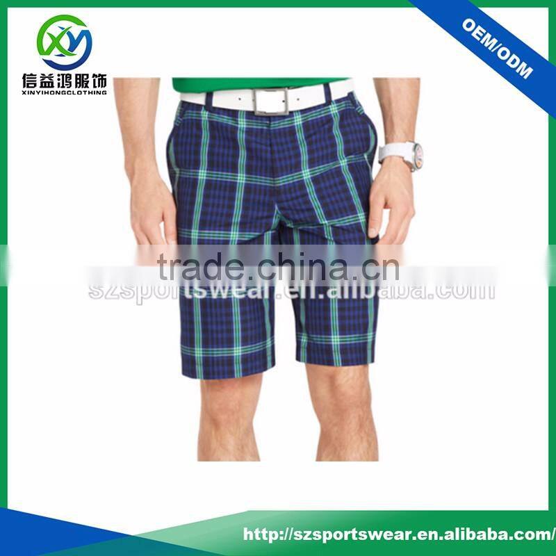 Sublimation printing New design Dry Fit mens plaid golf shorts