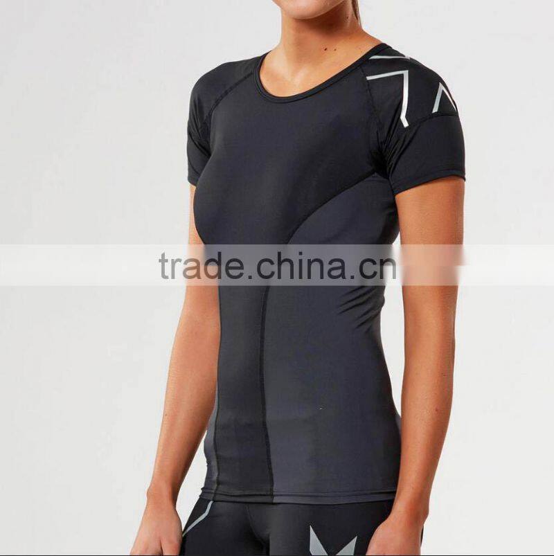 Custom Blank Bodybuilding Dri Fit Running Shirt Polyester Womens Tshirt