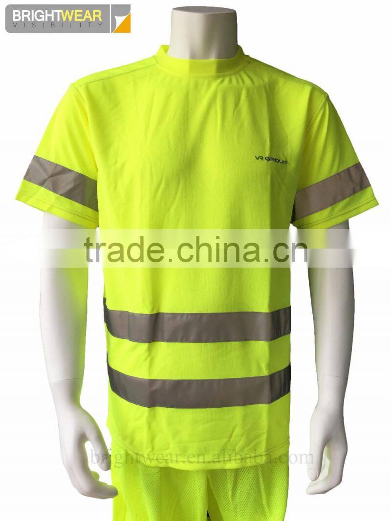 100% polyester pique fabric hi vis short sleeve custom safety T-shirt