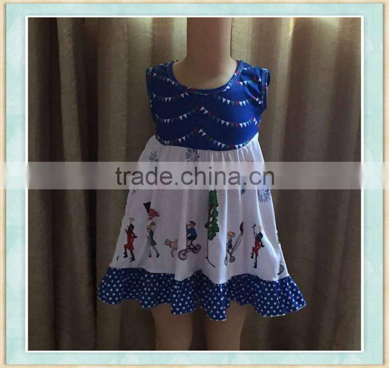 Yiwu Factory directly wholesale children wear fashion flag print floral summer boutique girl clothing festival clothes