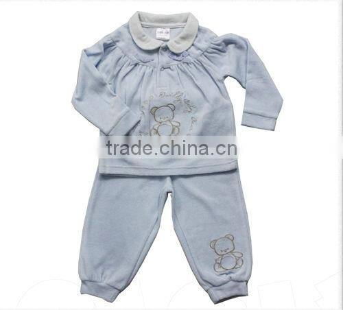2014 baby turn collar velvet clothing baby clothes set