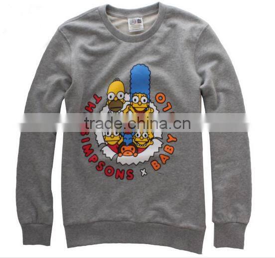 cotton printing fleece pullover sweatshirt