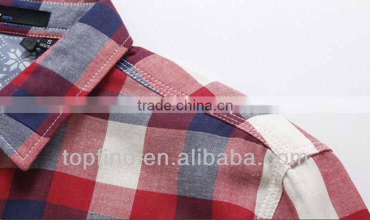 100% cotton fashion latest casual plaid style Short Sleeve Shirt for Men