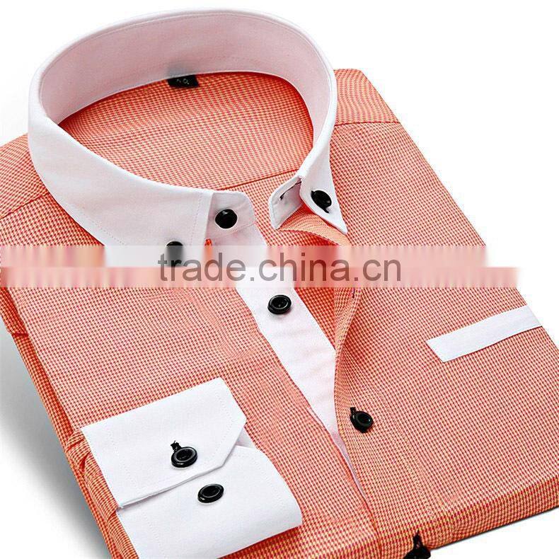 Fancy white color collar & cuff button down collar shirt for men
