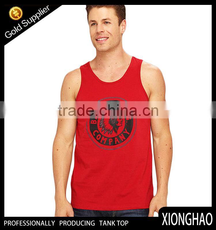 Shiny red sports style fitness plain stringer singlet for men