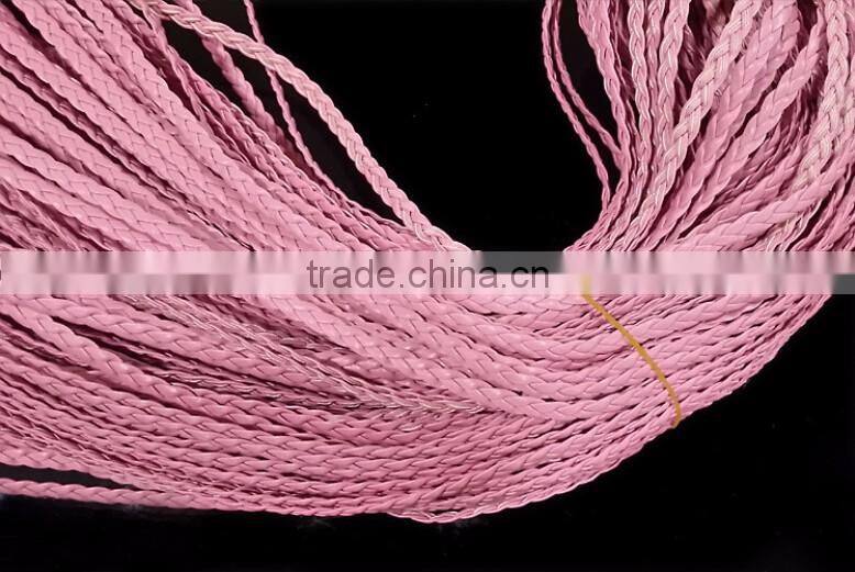 DIY jewelry wire PU leather rope color braided rope wholesale three strands braided 5mm flat leather rope (100 m / roll)