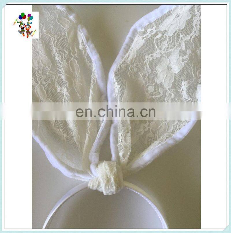 Girls White Lace Easter Party Bunny Rabbit Ears Headbands HPC-0743