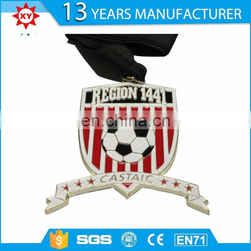 top sale custom hign quality football gold award medals with ribbons