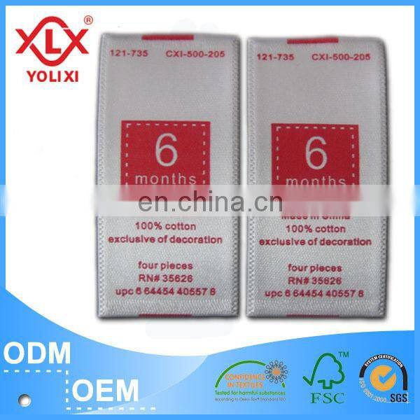 Printed size label high quality private label