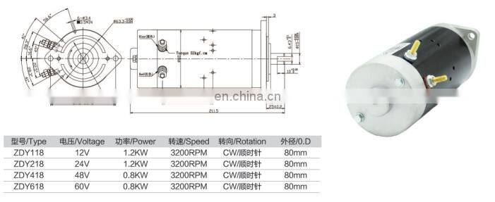 Dc motor 1.2kw electric motor 12v 3200rpm with S3 duty