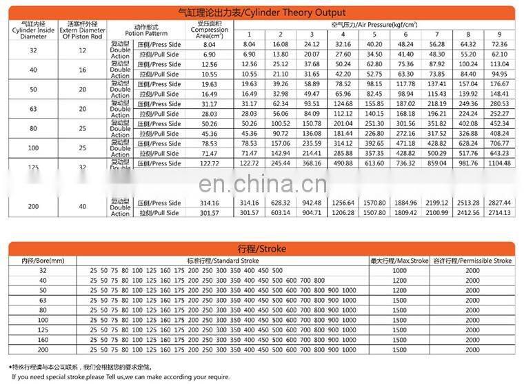 SI pneumatic cylinder iso standard