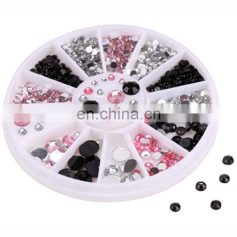 3D Nail Art Tips Gems 3 Colors Crystal Glitter Rhinestone DIY Decoration 1 Wheel