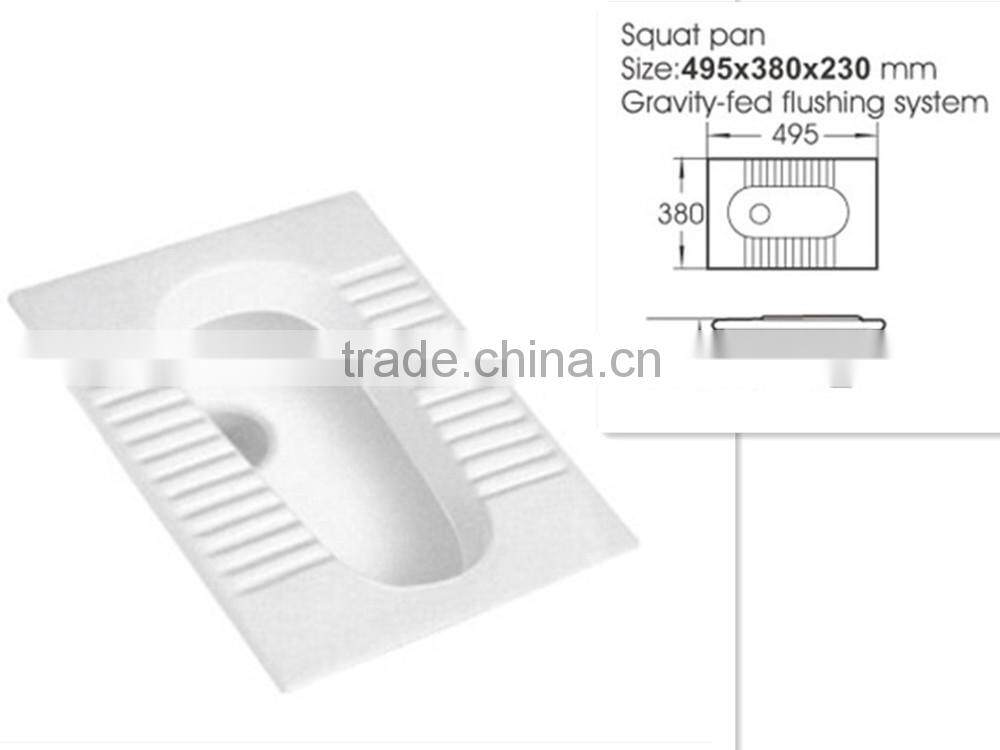 square one-piece ceramic squat pan