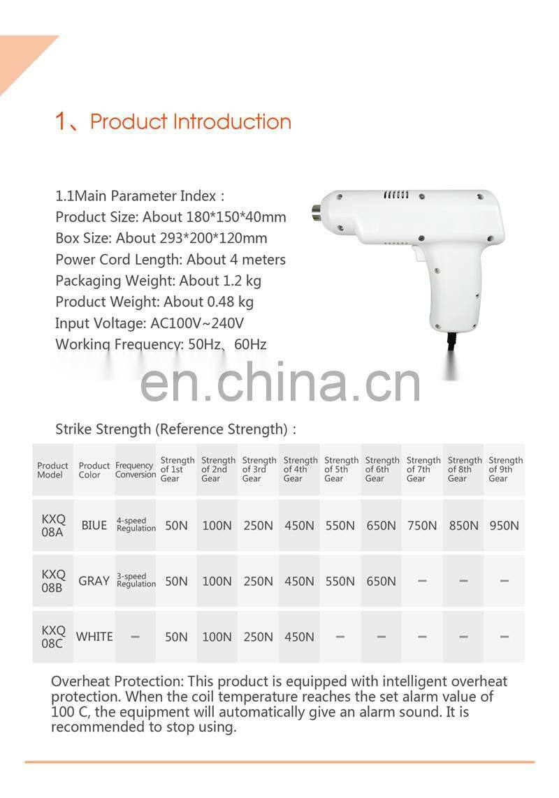 KXQ08C White Chiropractic Massager Electric Chiropractic Adjusting Tool with 4 Massage Heads